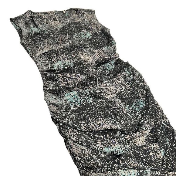 I.R.O XSmallBlack Abstract Print Sleeveless Ruched Side Shift Dress Women’s - Picture 6 of 10